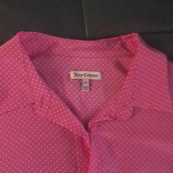 Juicy Couture pink silk blouse w/white polka dots - Picture 3 of 4